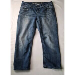 Hydraulic Jeans‎ Capri Stretch Women's SZ 5/6 Blue Denim Distressed Thick Stitch